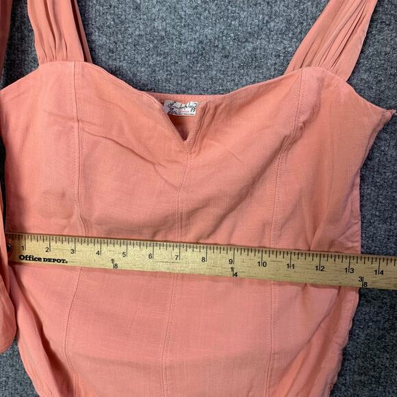 Free People Women's Lola Thong Bodysuit Sz S Small Coral Pink - Picture 5 of 9